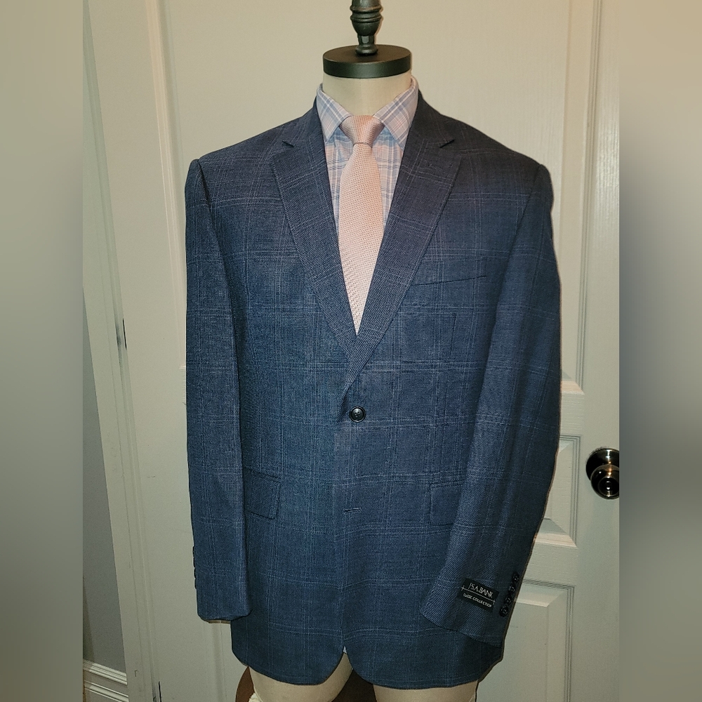 Blue Wool Plaid Blazer, NWOT